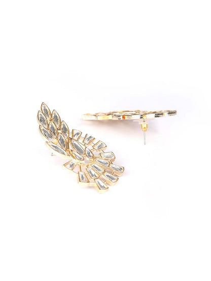 Stones Studded Rose Gold Plated Drop Earring
