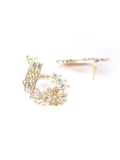 Stones Studded Rose Gold Plated Drop Earring