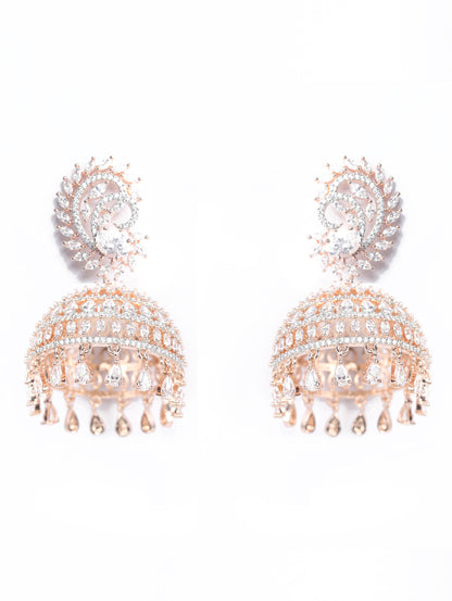 American Diamond Rose Gold Plated Jhumka Earring