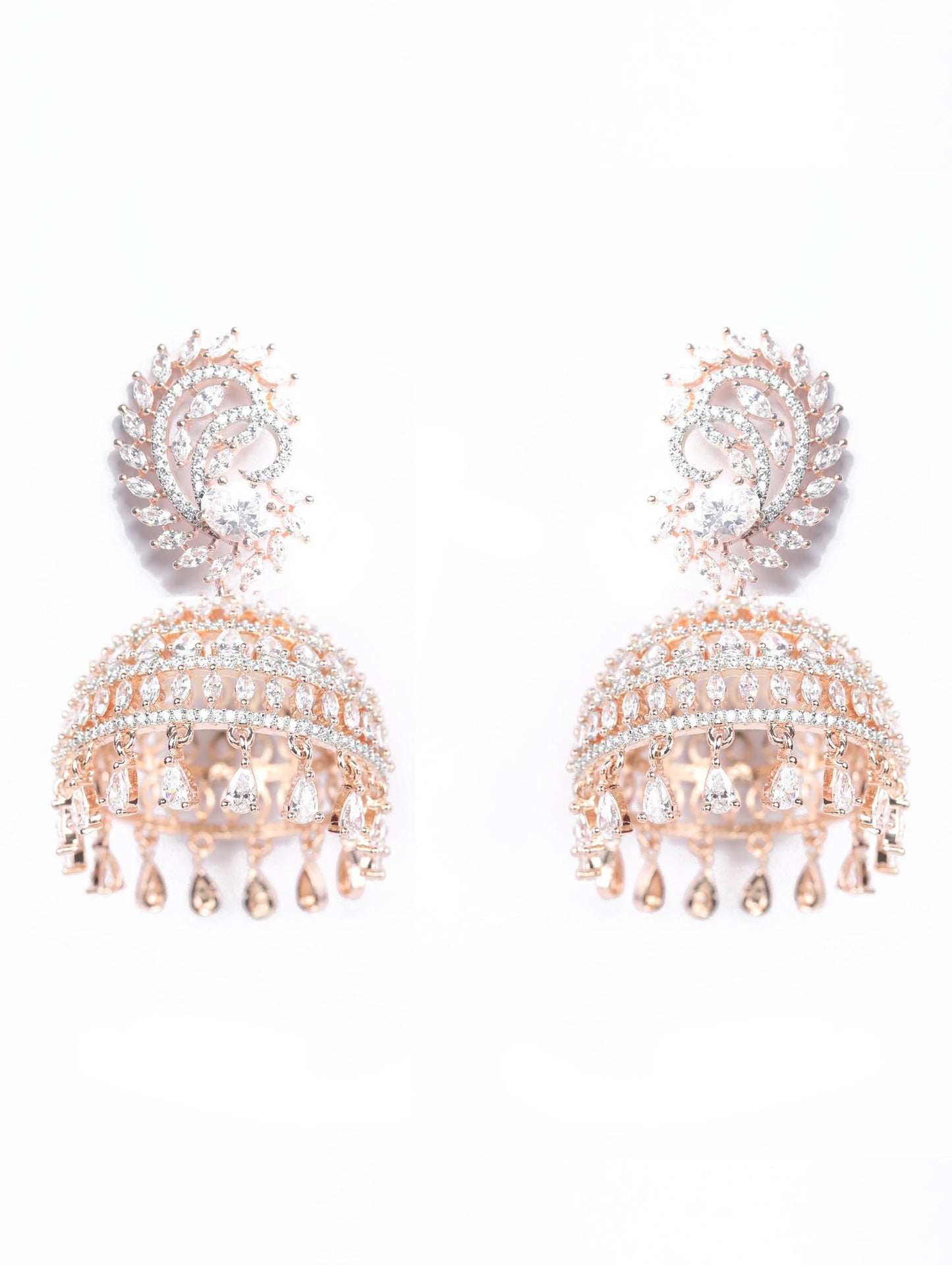 American Diamond Rose Gold Plated Jhumka Earring