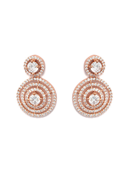 Contemporary Halo-American Diamond Drop Earrings