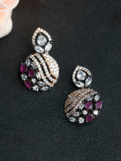 Purple American Diamond Rose Gold Studs
