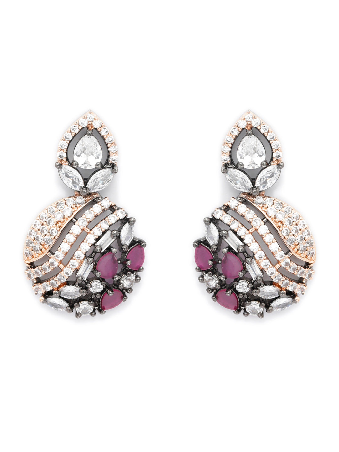 Purple American Diamond Rose Gold Studs