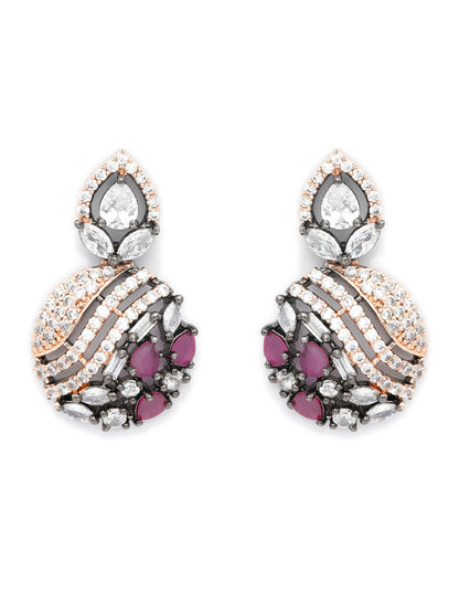 Purple American Diamond Rose Gold Studs