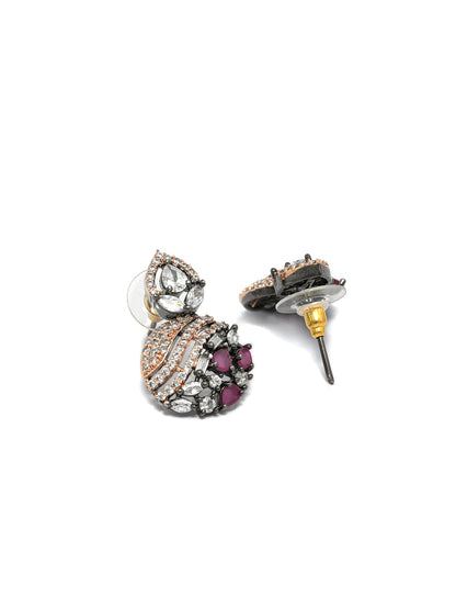 Purple American Diamond Rose Gold Studs