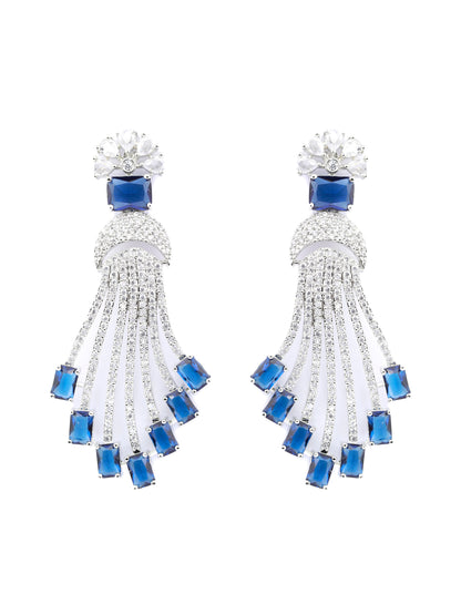Contemporary Blue American Diamond Drop Earrings