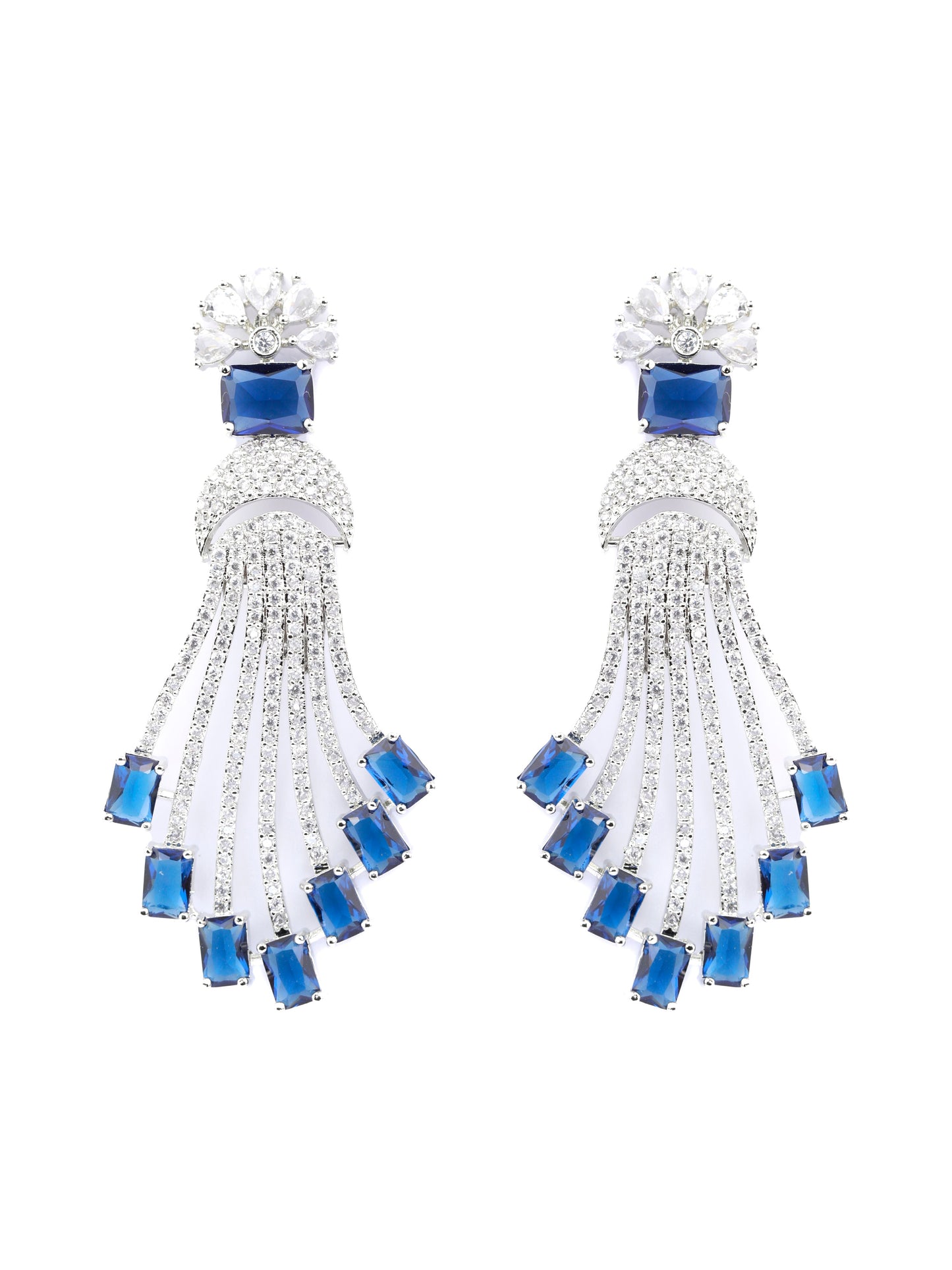 Contemporary Blue American Diamond Drop Earrings