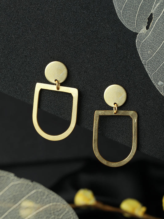 Priyaasi Stylish Geometric Gold Plated Drop Earrings