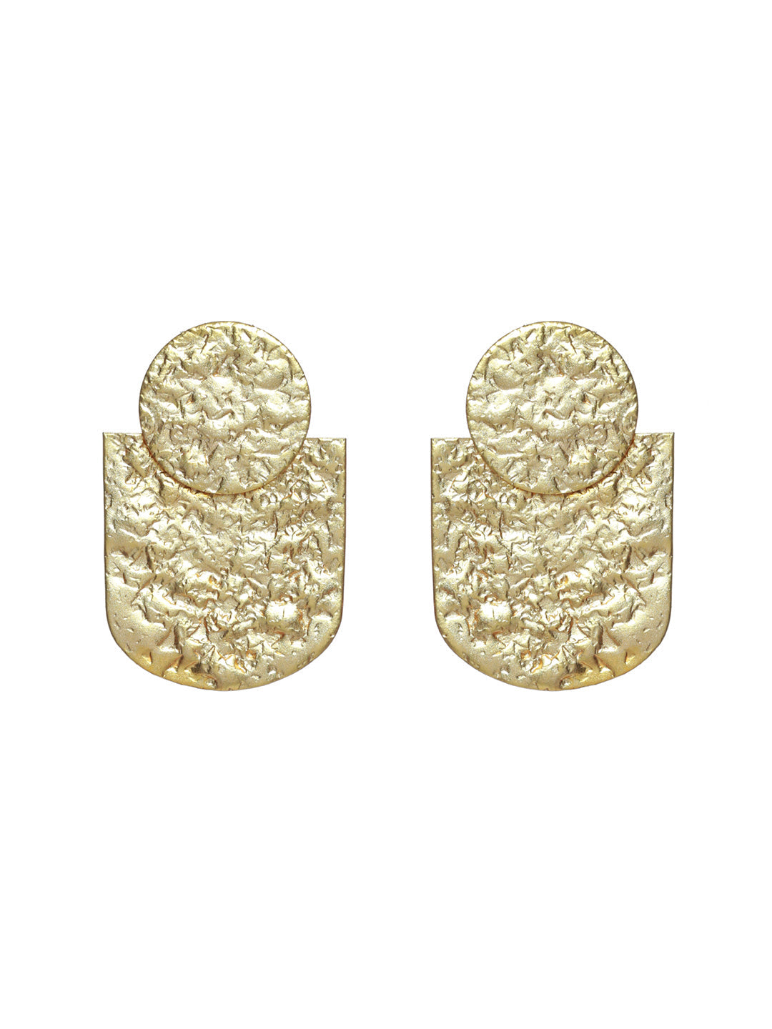 Priyaasi Hammered Geometric Gold Plated Earrings