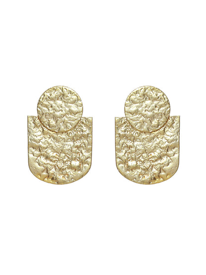 Priyaasi Hammered Geometric Gold Plated Earrings