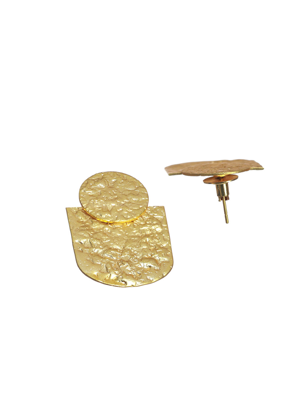 Priyaasi Hammered Geometric Gold Plated Earrings