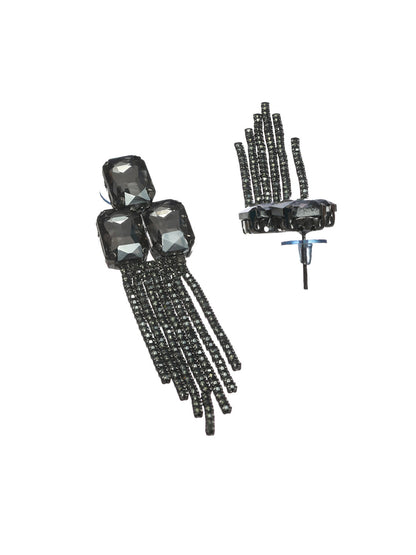 Priyaasi Black Block Tasseled Drop Earrings