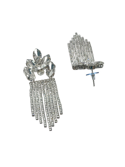 Priyaasi White Leaf Tassel Drop Earrings