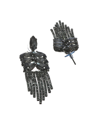 Priyaasi Black Leaf Tassel Drop Earrings