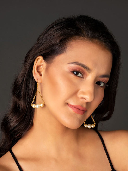 Pretty Pearl Gold-Plated Drop Earrings