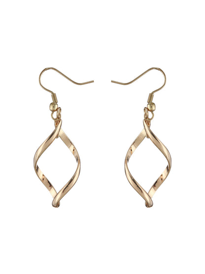 Stylish Twisted Shine Gold-Plated Drop Earrings