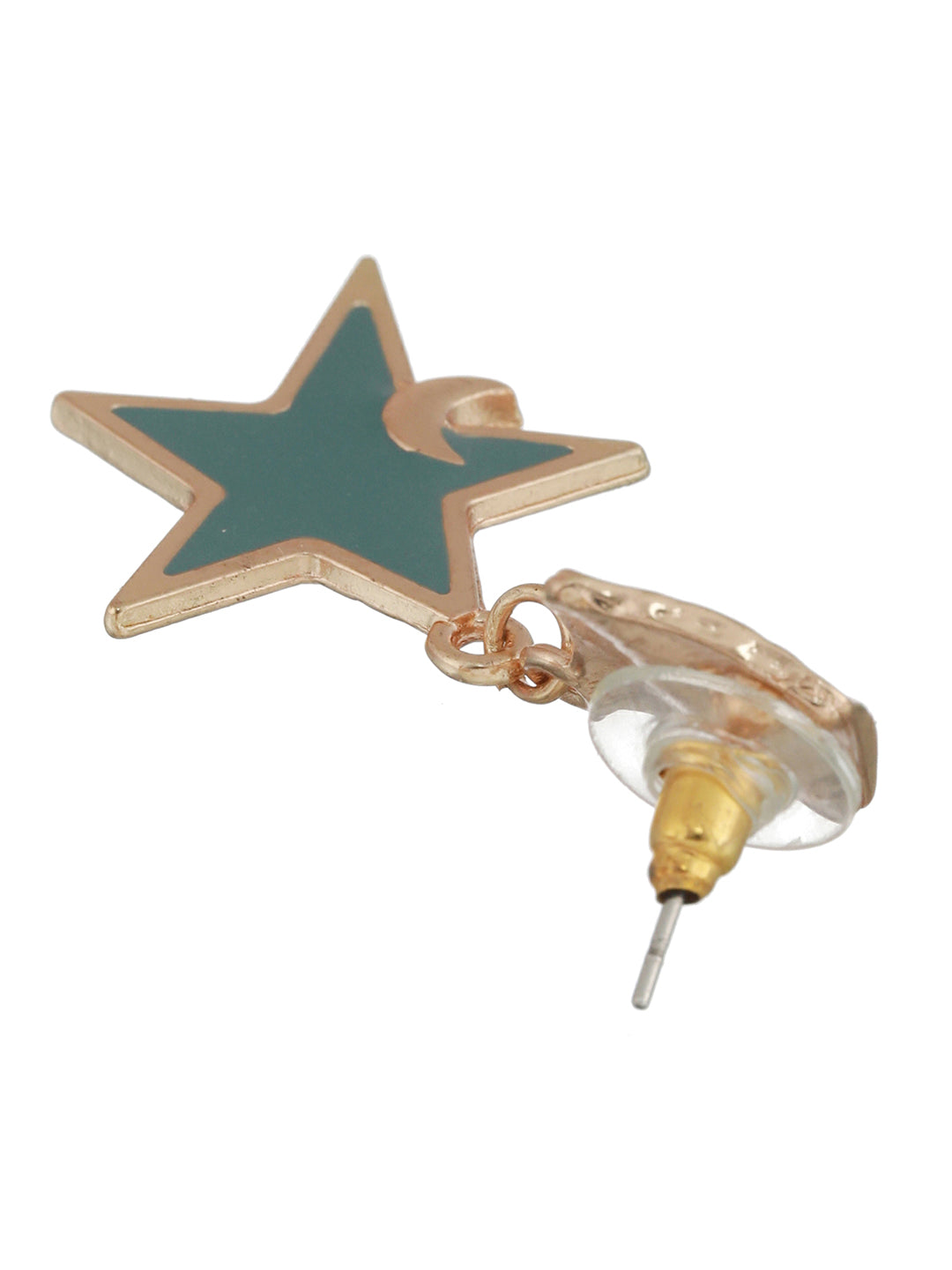 Textured Box Blue Star Drop Rose Gold-Plated Earrings