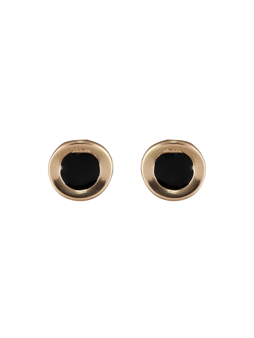 Round Black Rose Gold-Plated Stud Earrings