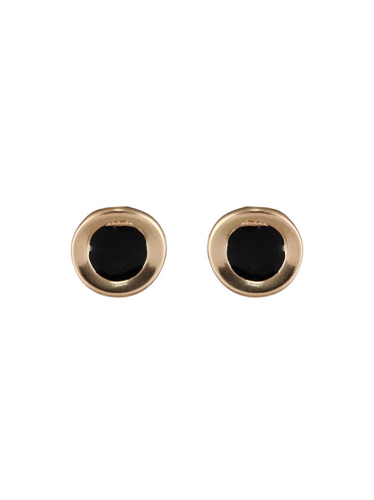 Round Black Rose Gold-Plated Stud Earrings