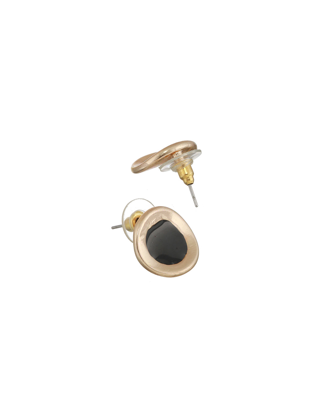 Round Black Rose Gold-Plated Stud Earrings