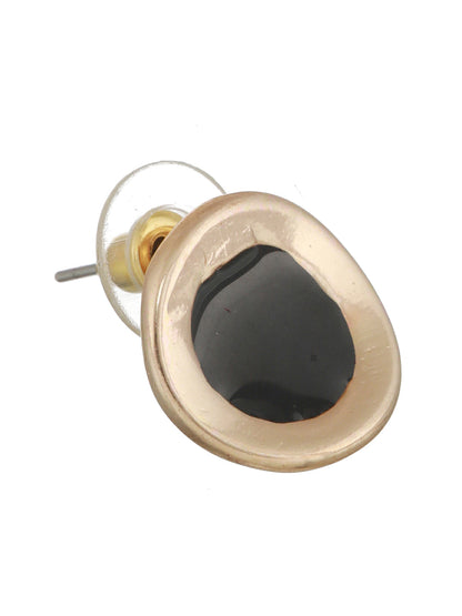Round Black Rose Gold-Plated Stud Earrings