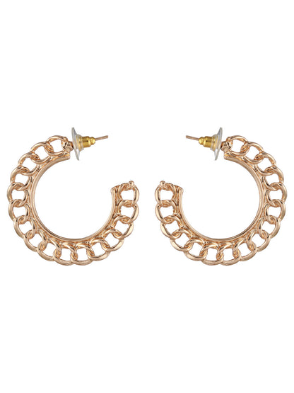 Circle Link Rose Gold-Plated Half-Hoop Earrings