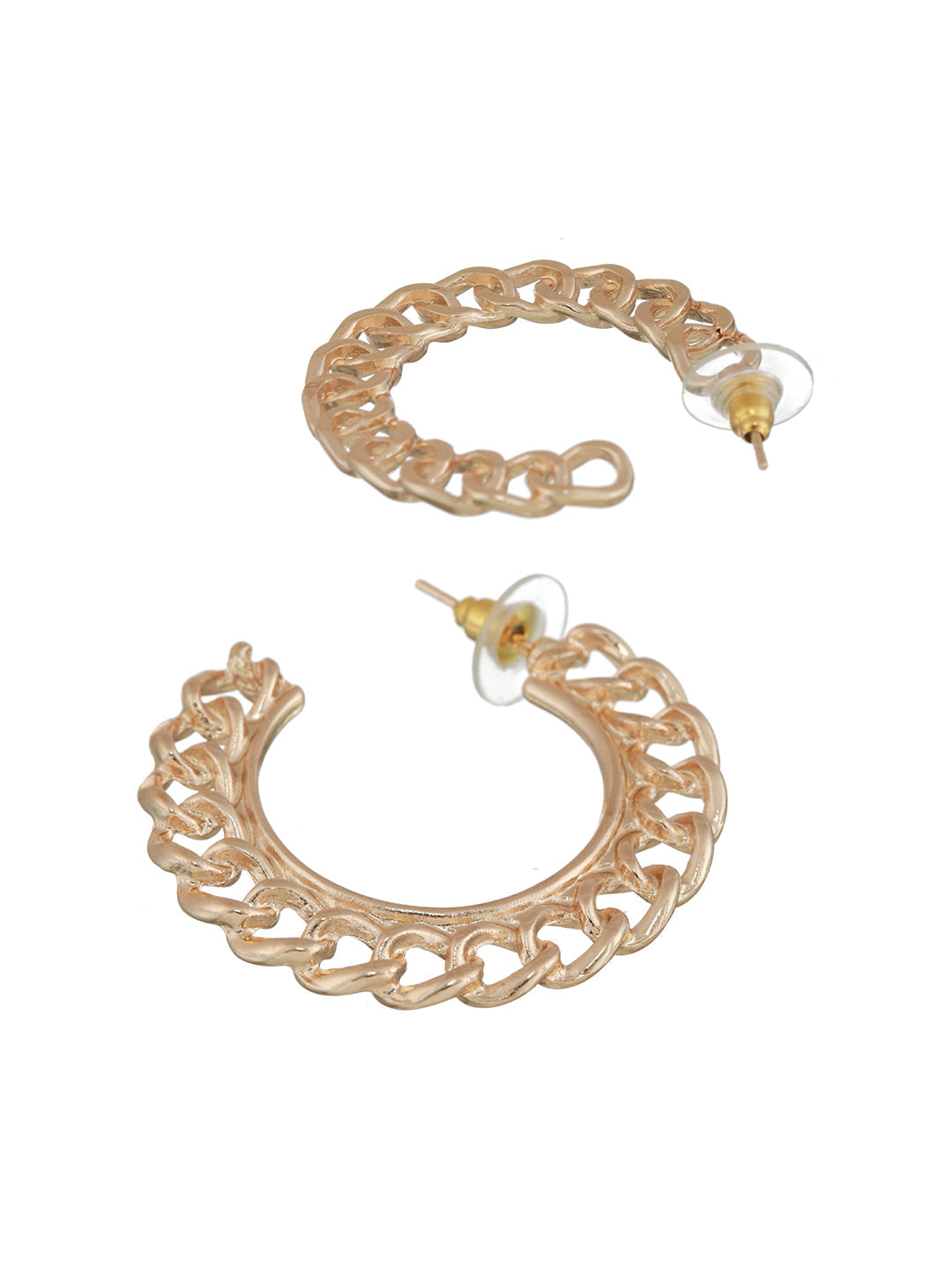 Circle Link Rose Gold-Plated Half-Hoop Earrings