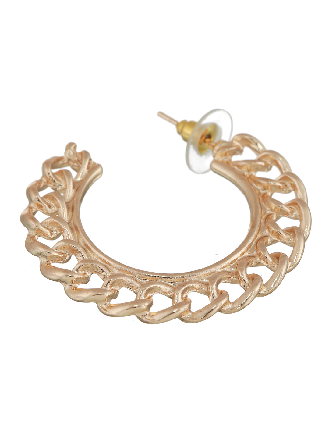 Circle Link Rose Gold-Plated Half-Hoop Earrings