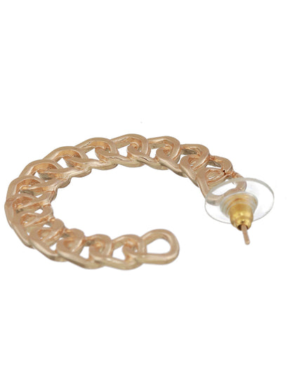 Circle Link Rose Gold-Plated Half-Hoop Earrings