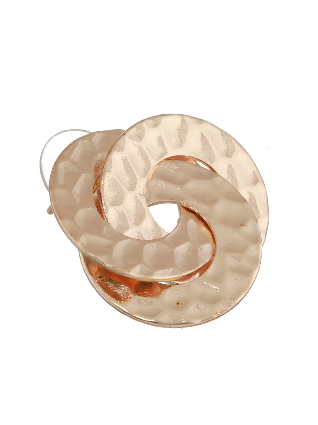 Textured Tri-Rings Rose Gold-Plated Stud Earrings