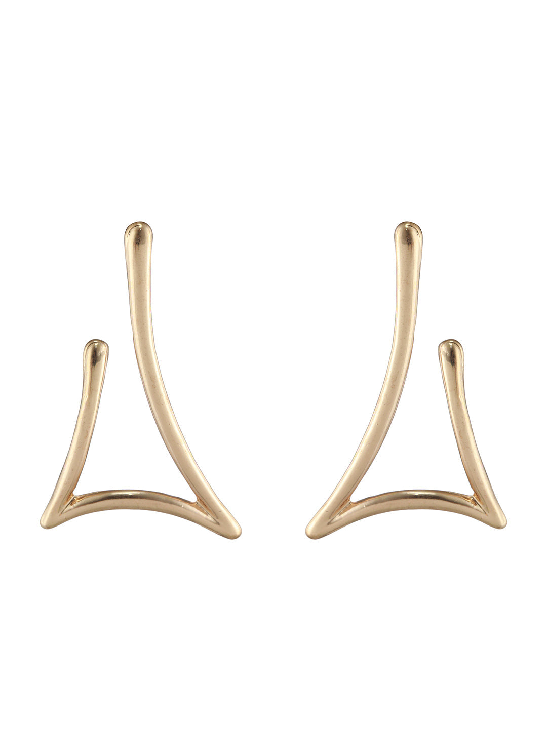 Solid Contemporary Gold-Plated Drop Earrings