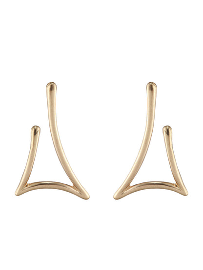 Solid Contemporary Gold-Plated Drop Earrings