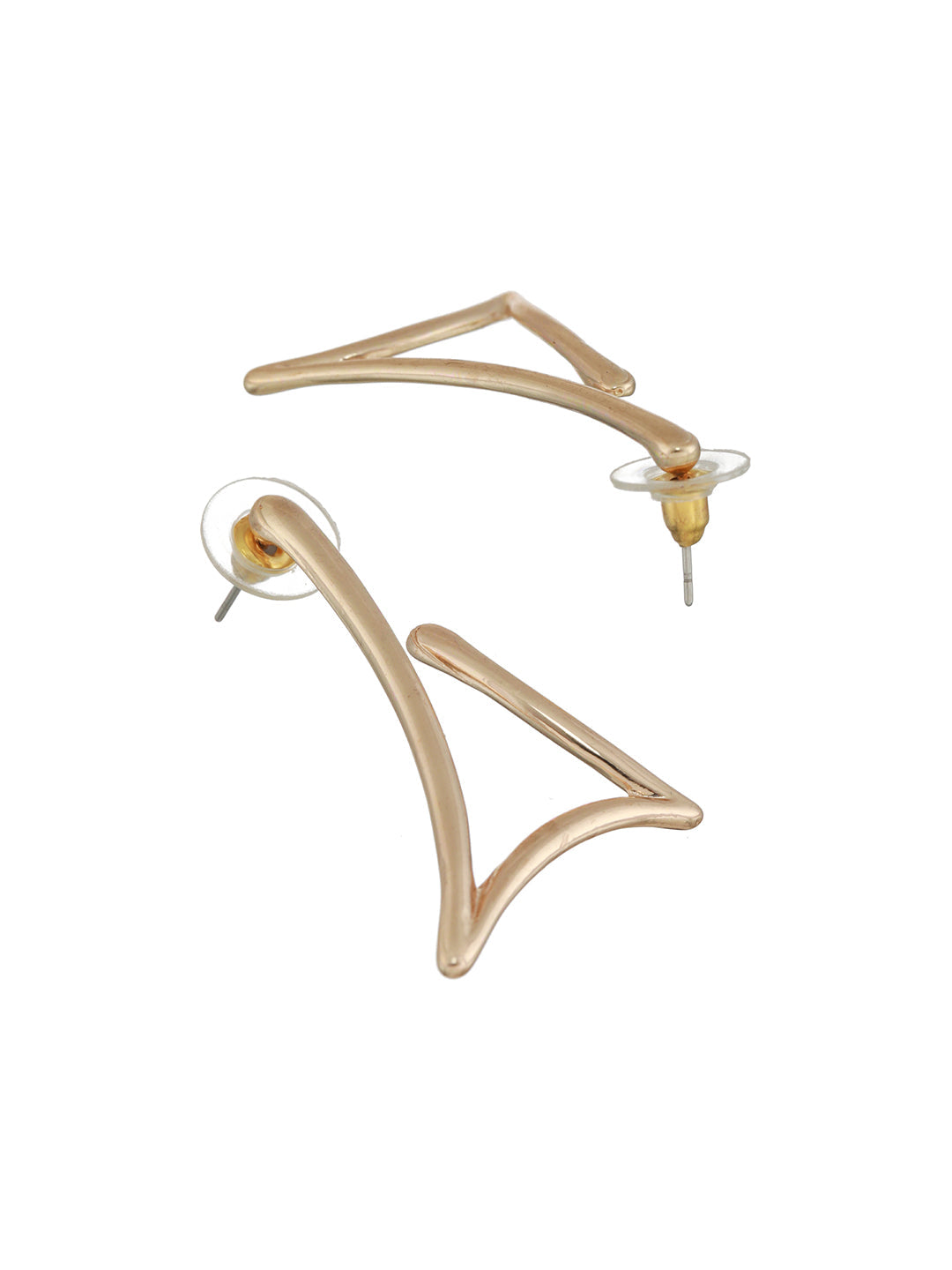 Solid Contemporary Gold-Plated Drop Earrings
