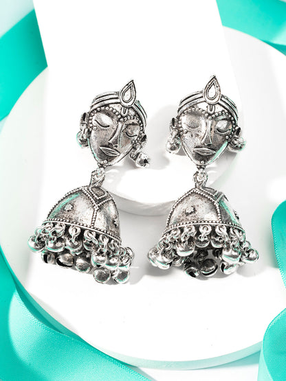 Priyaasi Oxidised Budhha Dome Shaped Jhumka Earrings