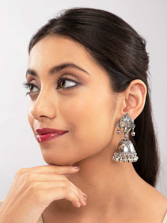 Priyaasi Oxidised Budhha Dome Shaped Jhumka Earrings