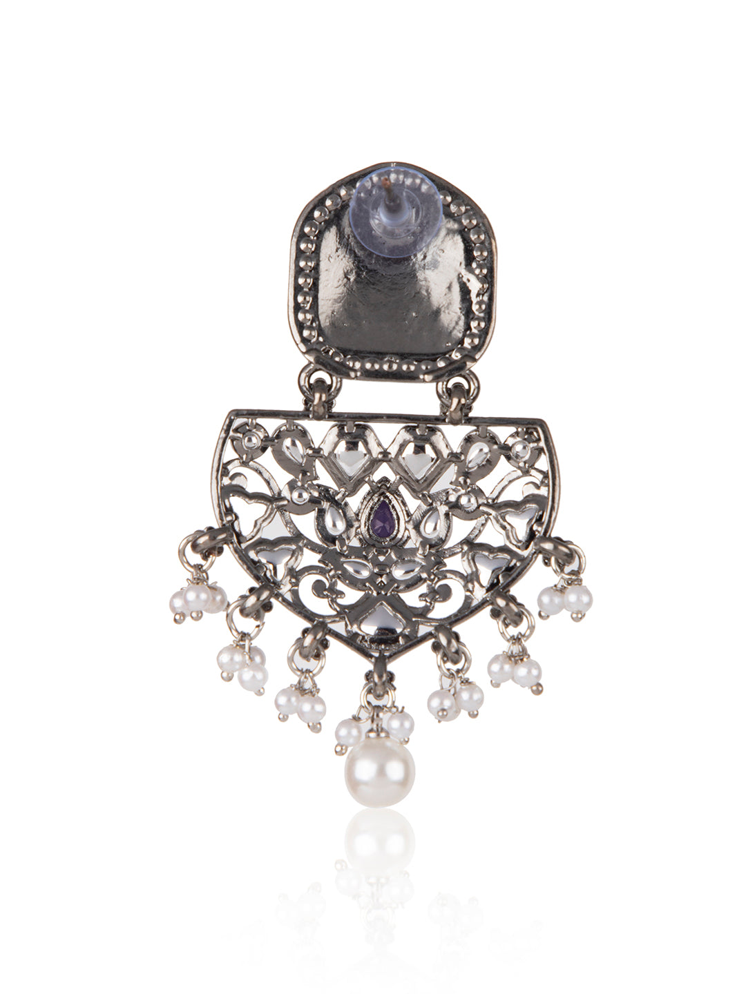 Priyaasi Blue Silver Plated Stone Studded Drop Earrings