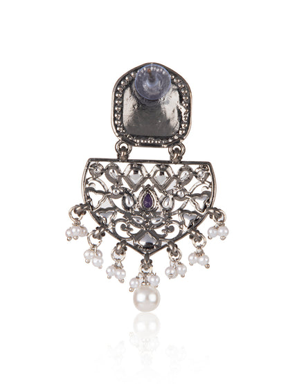 Priyaasi Blue Silver Plated Stone Studded Drop Earrings