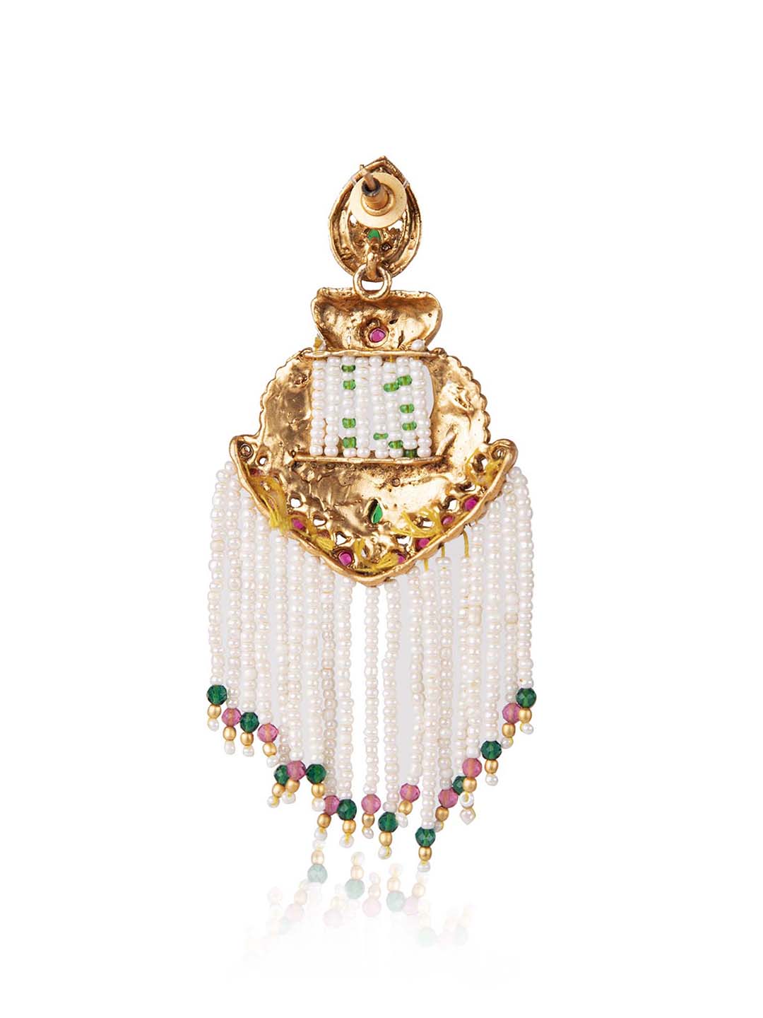 Priyaasi Gold Plated Peacock Beaded Drop Earrings
