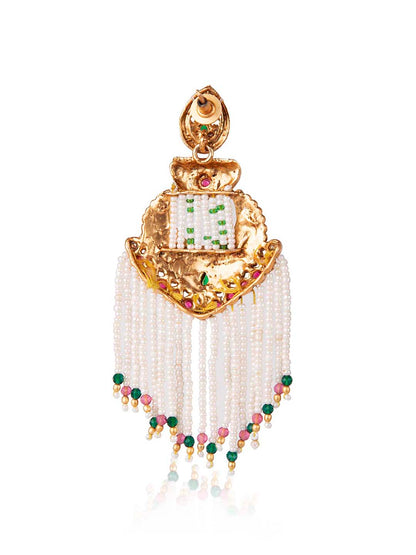 Priyaasi Gold Plated Peacock Beaded Drop Earrings