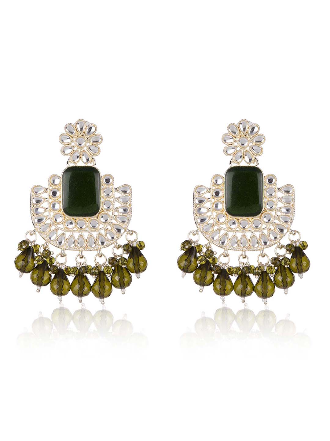 Priyaasi Multi Coloured Peacock Shaped Meenakari Drop Earrings