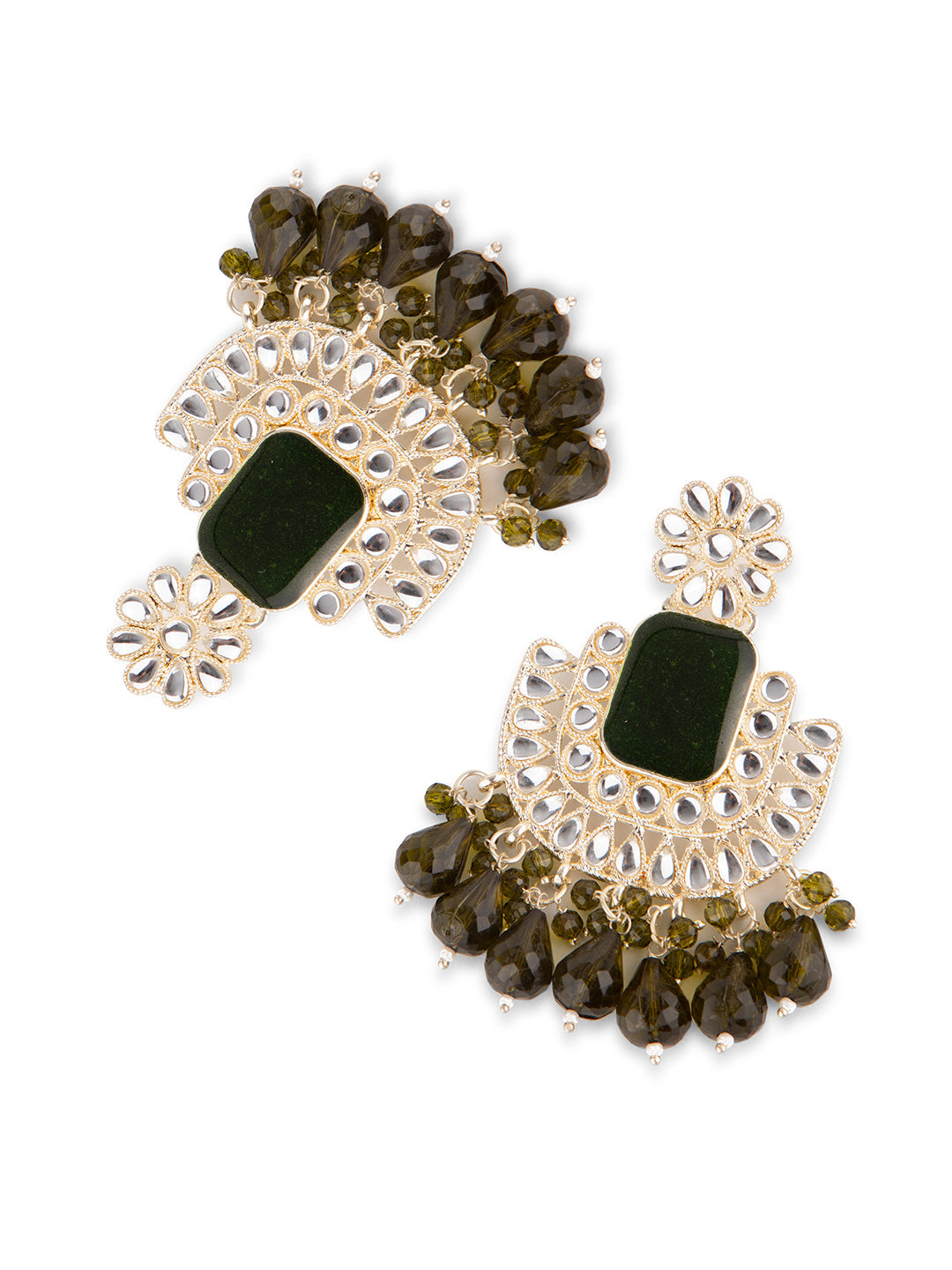 Priyaasi Multi Coloured Peacock Shaped Meenakari Drop Earrings