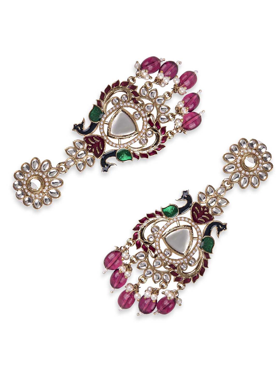 Priyaasi Multi Coloured Gold Plated Meenakari Drop Earrings