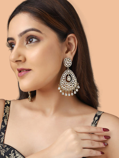 Priyaasi A Long Gilded Kundan Elegance and Mehandi Plating Chandbalis