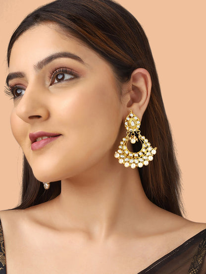 Priyaasi The Charm of Gold Plated Chandbalis with Pearls and Kundans