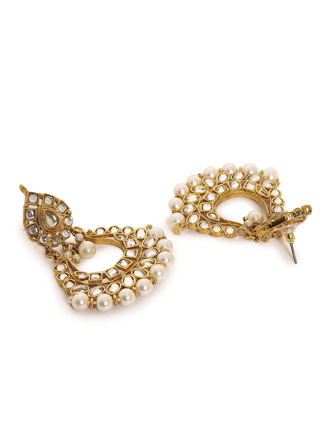 Priyaasi The Charm of Gold Plated Chandbalis with Pearls and Kundans