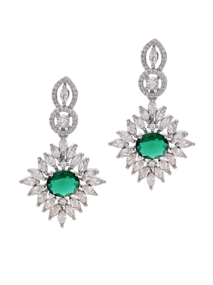 Priyaasi Pink-colored American diamond earrings plated in silver plating