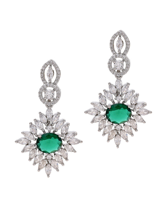 Priyaasi Pink-colored American diamond earrings plated in silver plating
