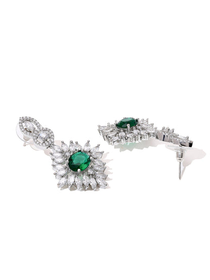 Priyaasi Pink-colored American diamond earrings plated in silver plating