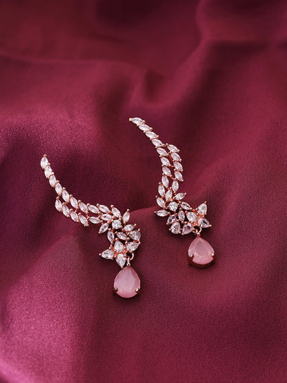 Priyaasi Rose Gold-Plated Brilliance with American Diamond and Blush Pink Stones Bracelet
