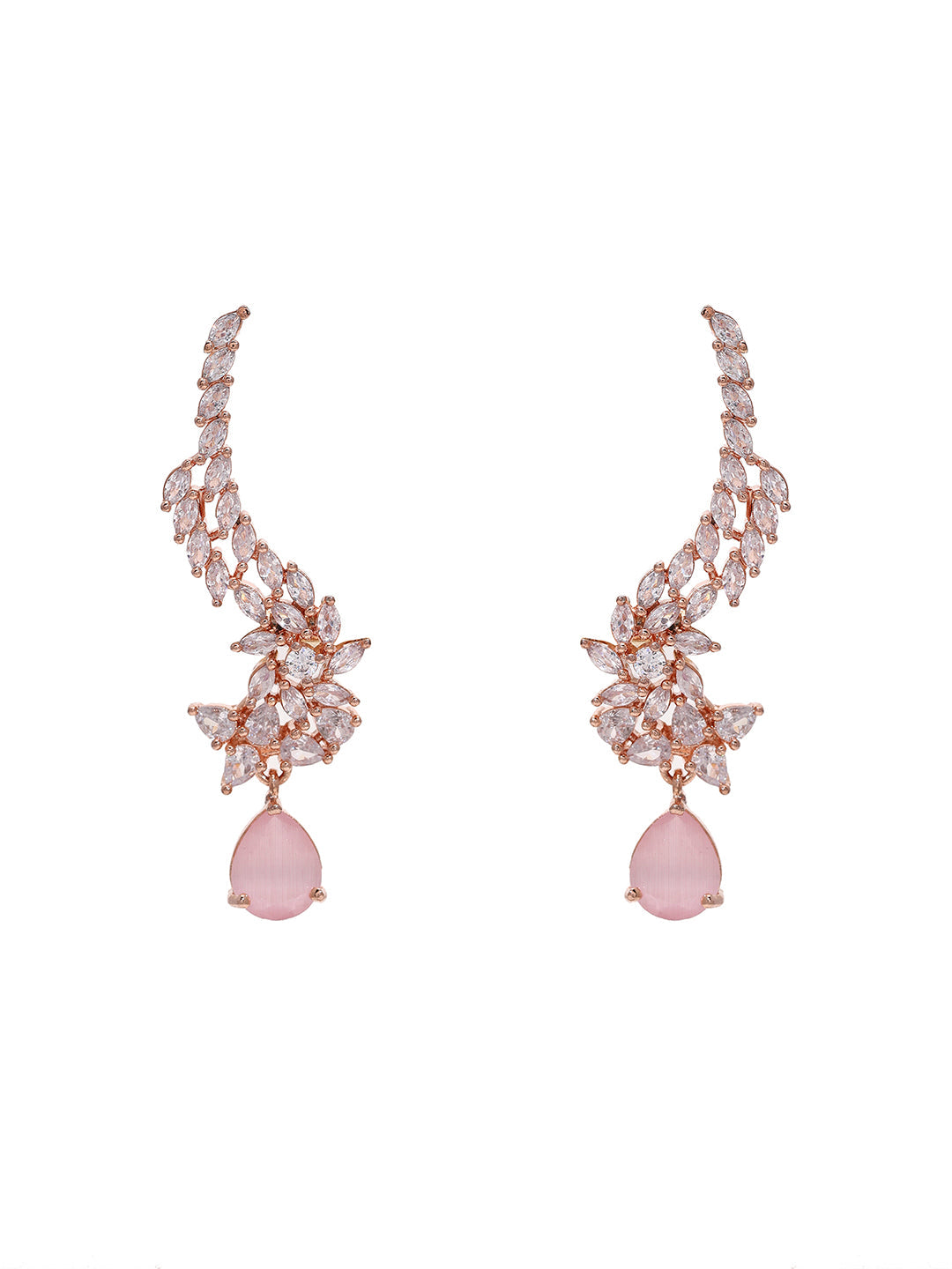 Priyaasi Rose Gold-Plated Brilliance with American Diamond and Blush Pink Stones Bracelet